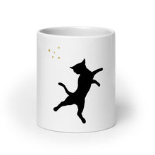Lade das Bild in den Galerie-Viewer, White coffee mug with black cat silhouette
