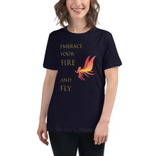 Load image into Gallery viewer, Red, yellow, orange firefly graphic integrated with sleek gold text
