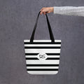 Striped Tote Bag with ' D,S ' Logo centered in a triangle format