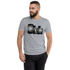 Dark design with gorilla illustration placed in front of the letters S, H, H in bold type