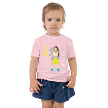 Load image into Gallery viewer, Drawing of girl hugging teddy bear with the words best friends in vertical type

