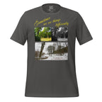 Three versions of park photo, summer, winter, black and white 