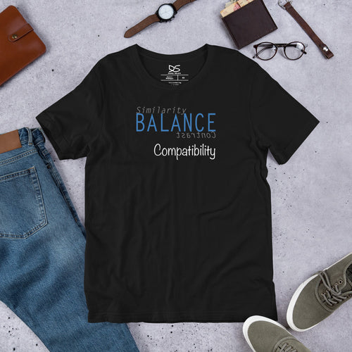 The word Balance in blue all caps, the word Compatibility in white, sub text in grey