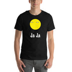 Yellow emoji style graphic with german phrase ' Ja Ja ' underneath