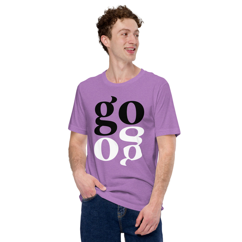 The word Go in stylish typeface mirrored vertically to form a large rectangle