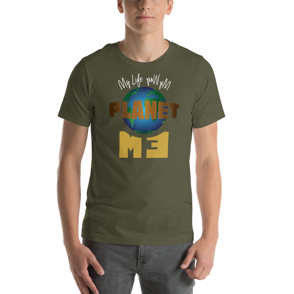Globe graphic integrated with the phrase Planet Me in earth tones