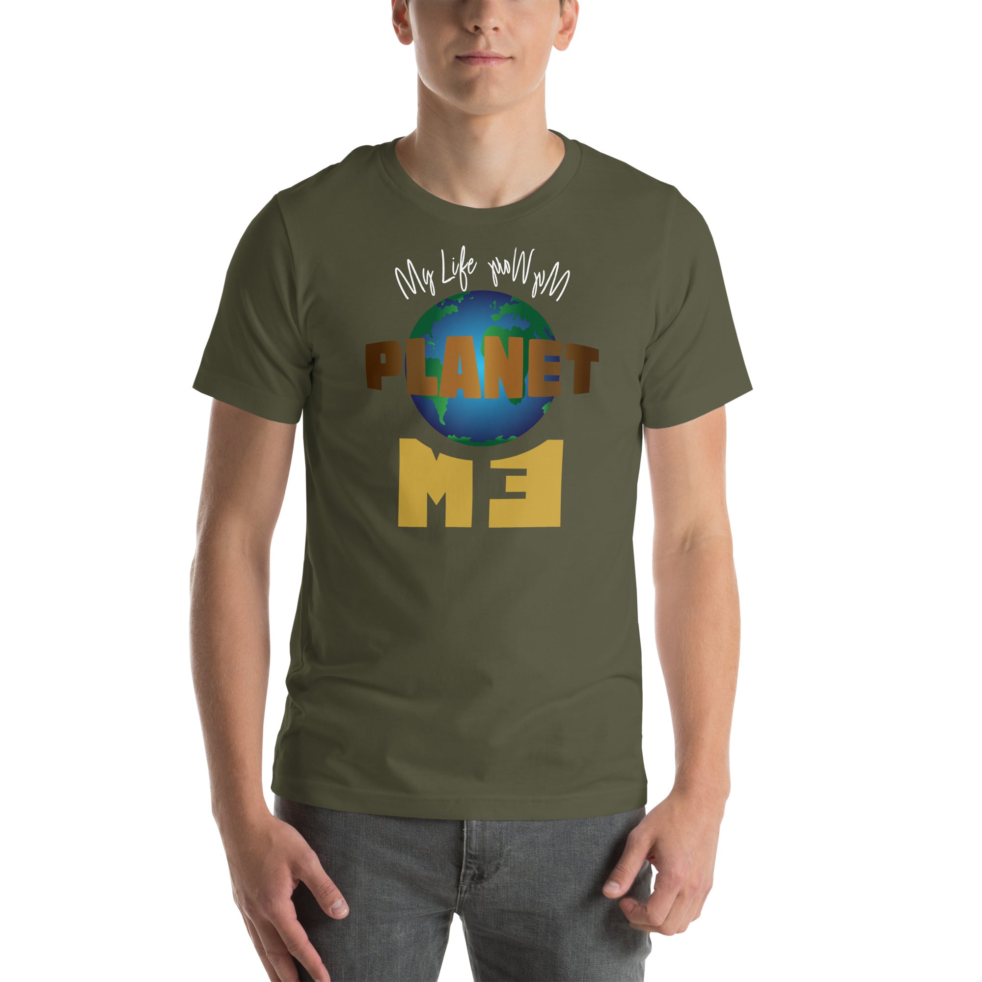 Globe graphic integrated with the phrase Planet Me in earth tones