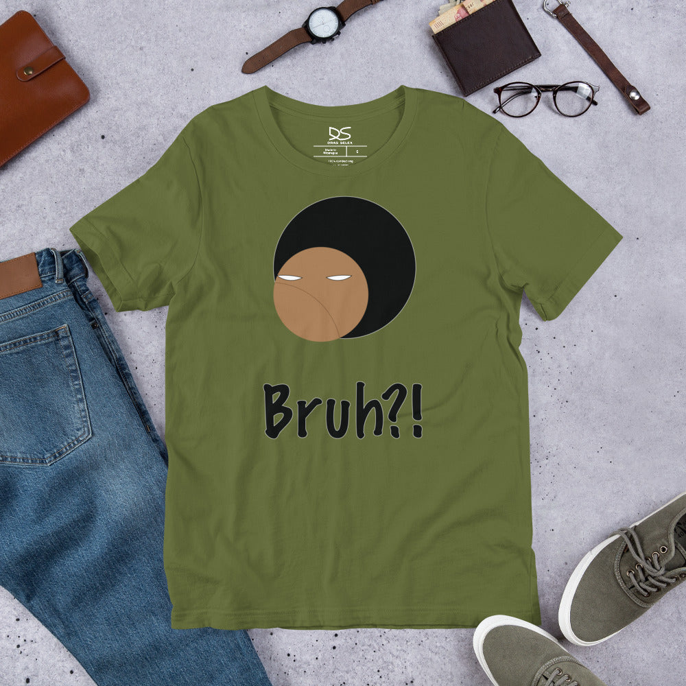 Animated image of man with afro and sarcastic expression, word Bruh underneath graphic