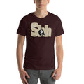 Gorilla illustration placed in front of the letters S, H, H in bold beige type