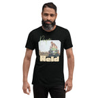 Photo of Father and Daughter on small 4 wheeler combined with german text