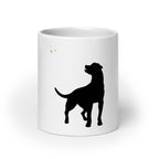 White coffee mug with black dog silhouette