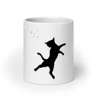 White coffee mug with black cat silhouette