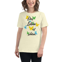 Lade das Bild in den Galerie-Viewer, Yellow, Green, and Blue Butterfly Graphics combined with the phrase &#39; Life is Beautiful &#39; in German
