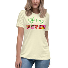 Load image into Gallery viewer, The word Spring in stylish, green type combined with the word Fever in floral print
