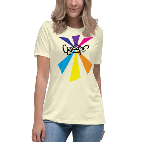Letters of the word ' Chaotic ' in a slightly scrambled format combined with colorful. shape graphics