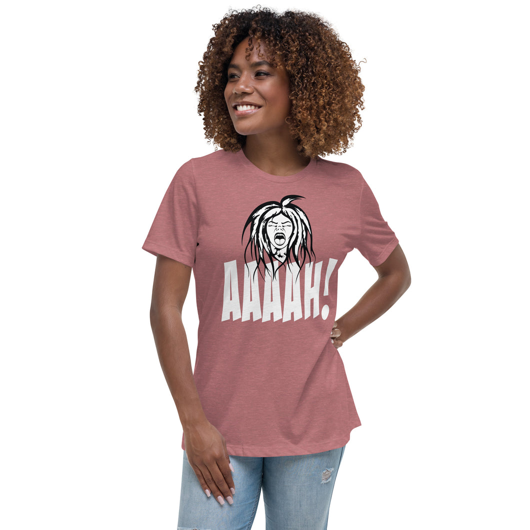 Graphic of screaming female face above the word Aaaah in bold text