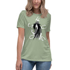 White, Grey and Black Graphic of young Lady wearing a hat with the letters of the word ' Focus ' scrambled around the Graphic