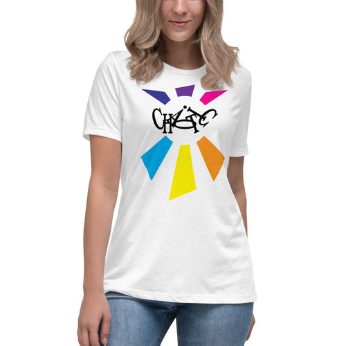 Letters of the word ' Chaotic ' in a slightly scrambled format combined with colorful, shape graphics