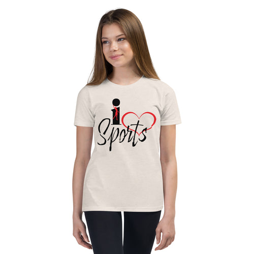 Red and Black Graphic using the letter I and a heart shape, combined with the word Sports