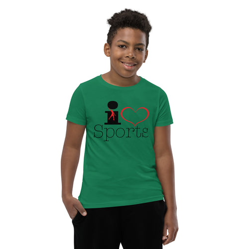 Red and Black Graphic using the letter I and a heart shape, combined with the word Sports