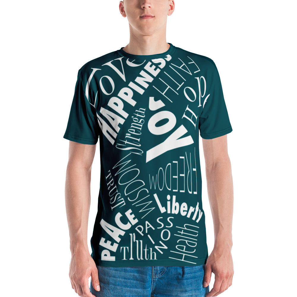 Various positive words placed in dynamic overall print design