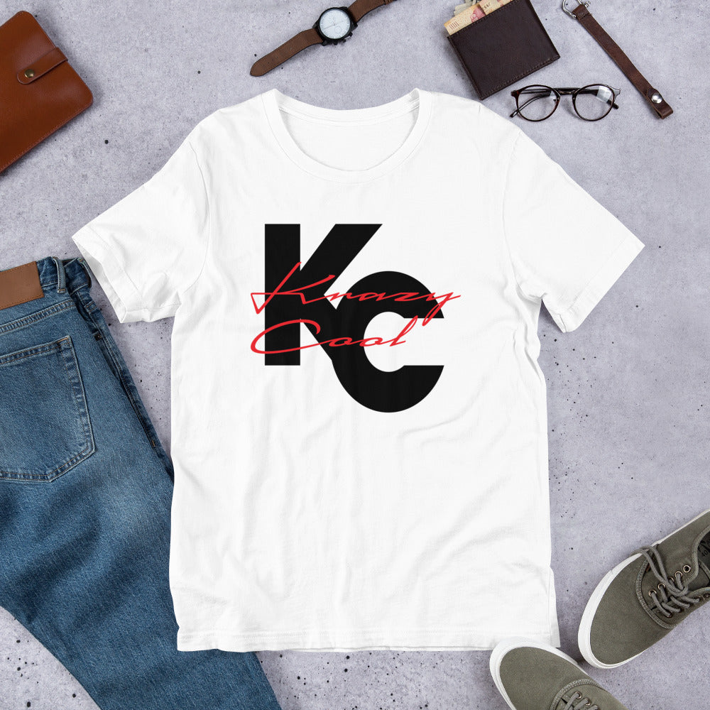 Letters K and C fused in a black graphic with the words Krazy Cool in fun, red type