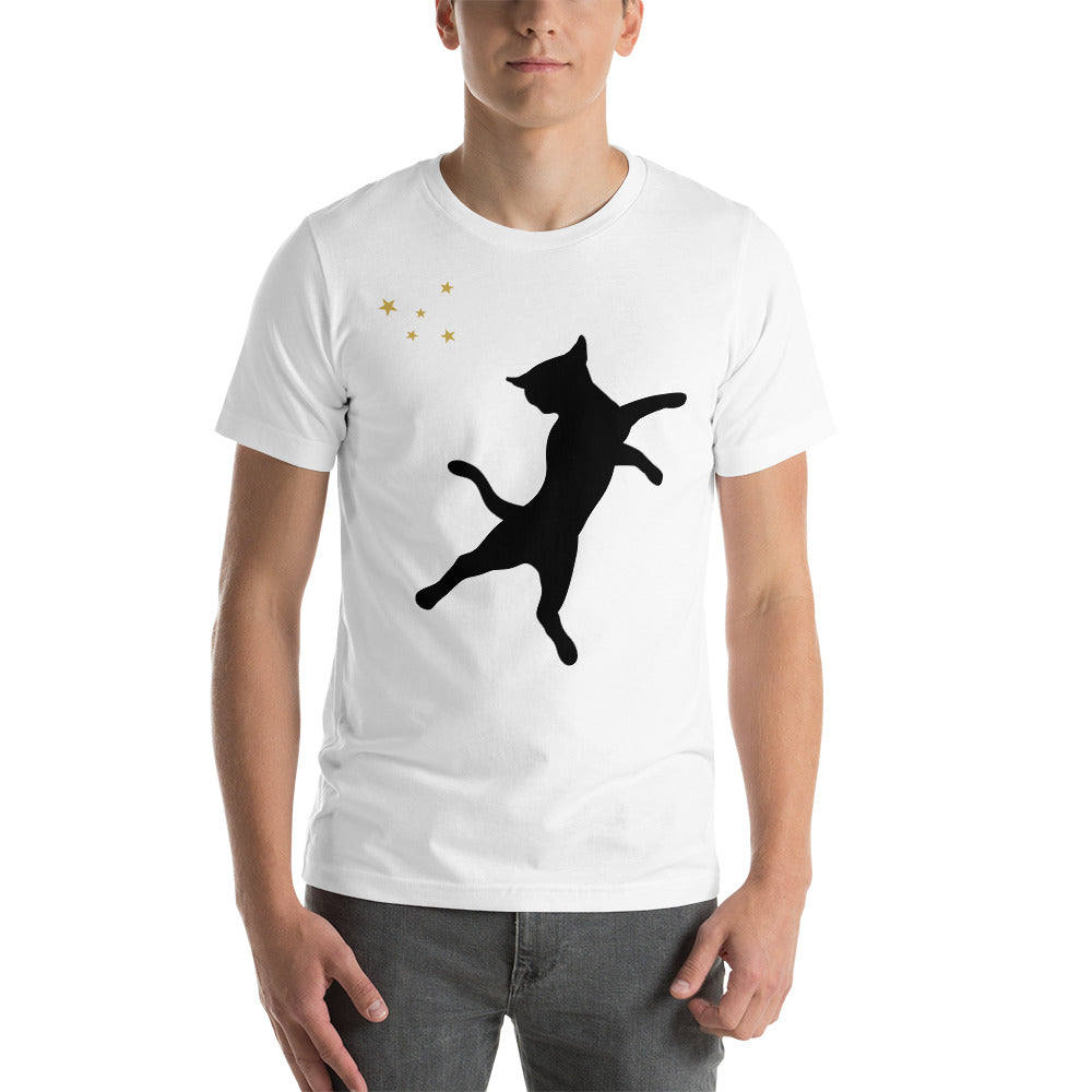 Black silhouette Graphic of house cat jumping