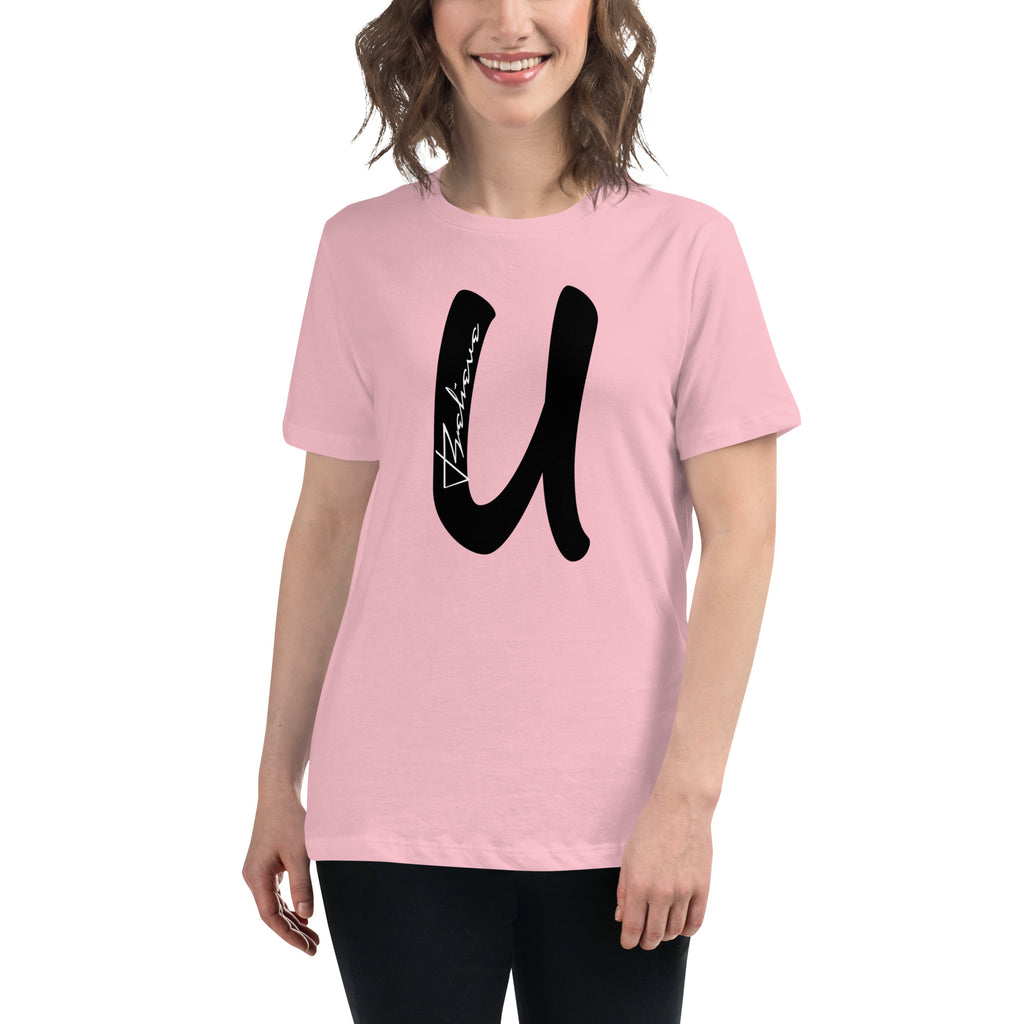 Large letter U in bold, black type with the word Believe in white type placed vertically inside